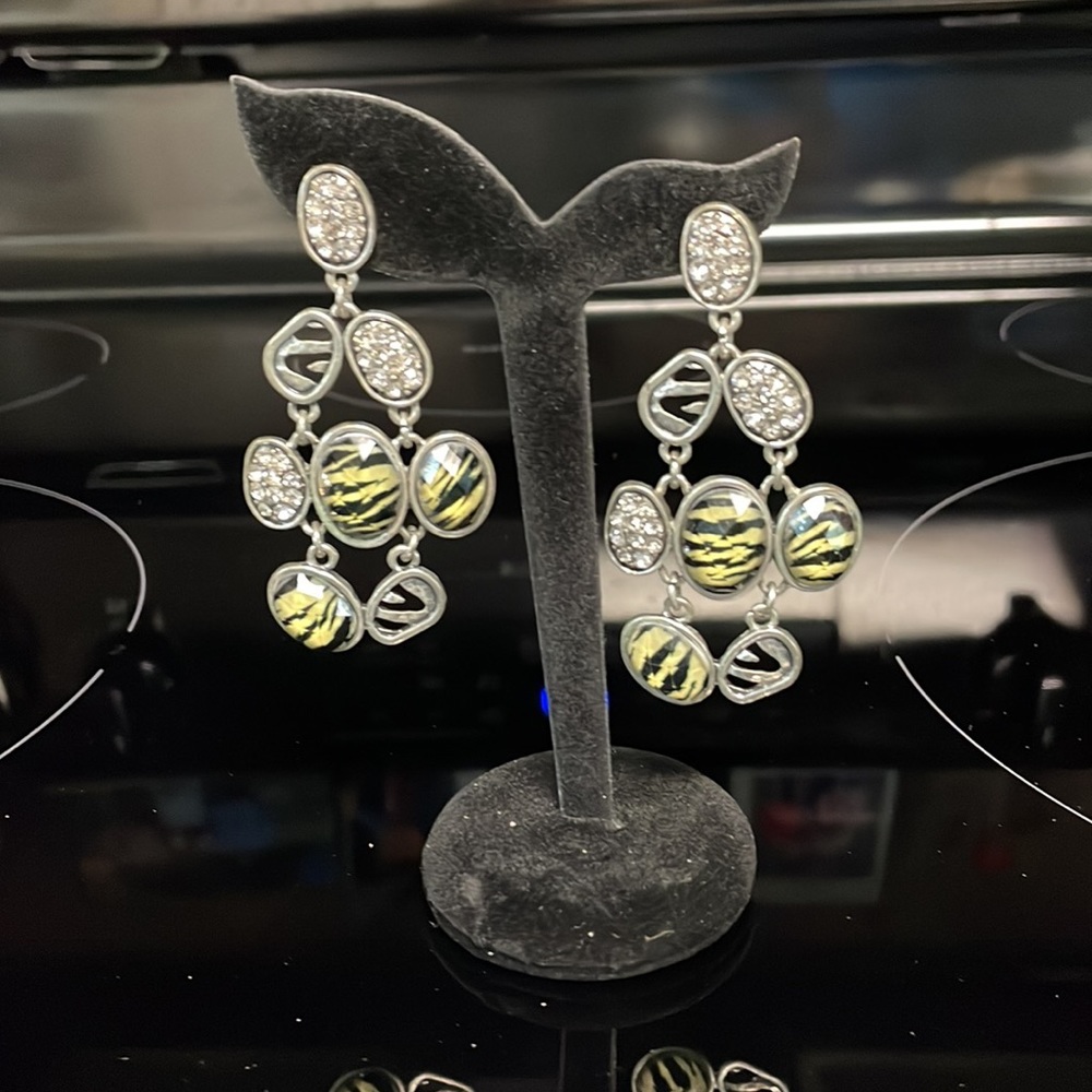 Animal print chandilier post earrings